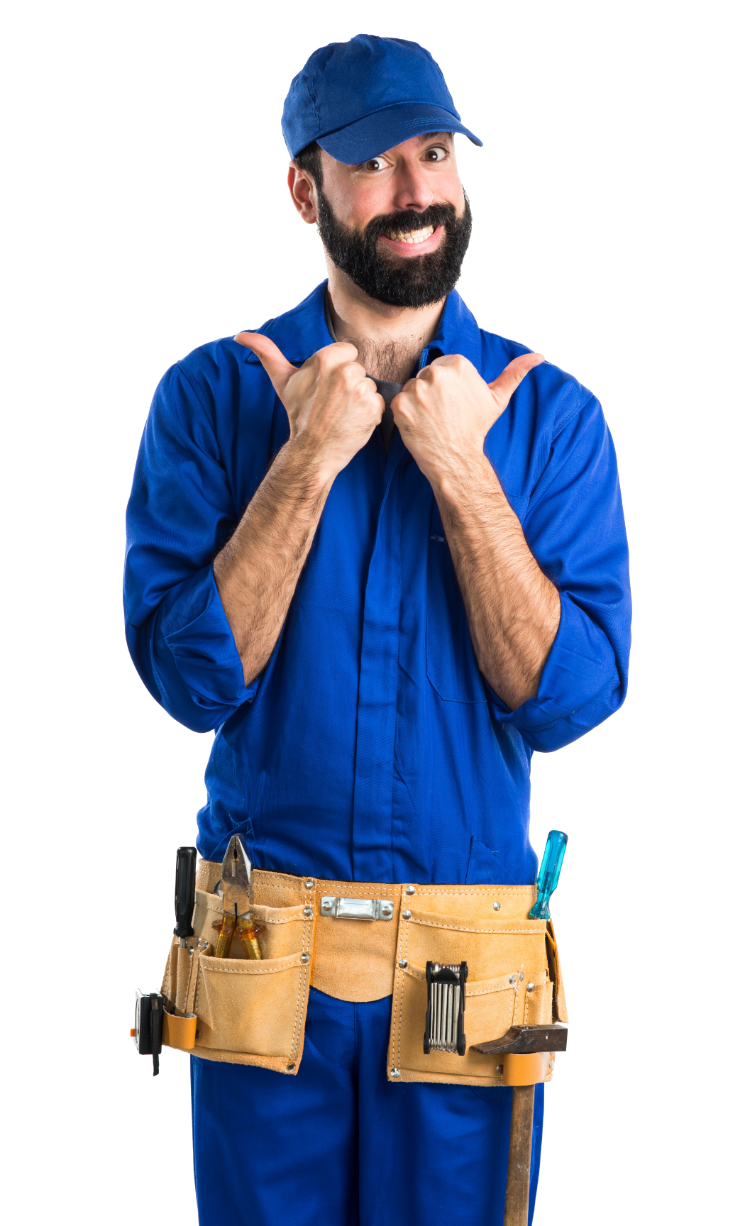 Plumber giving thumbs up with transparent background